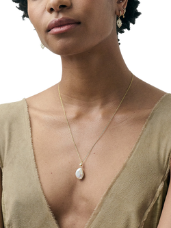 Astley Clarke Pearl Drop Necklace, Gold/White - view 2, Gold/White