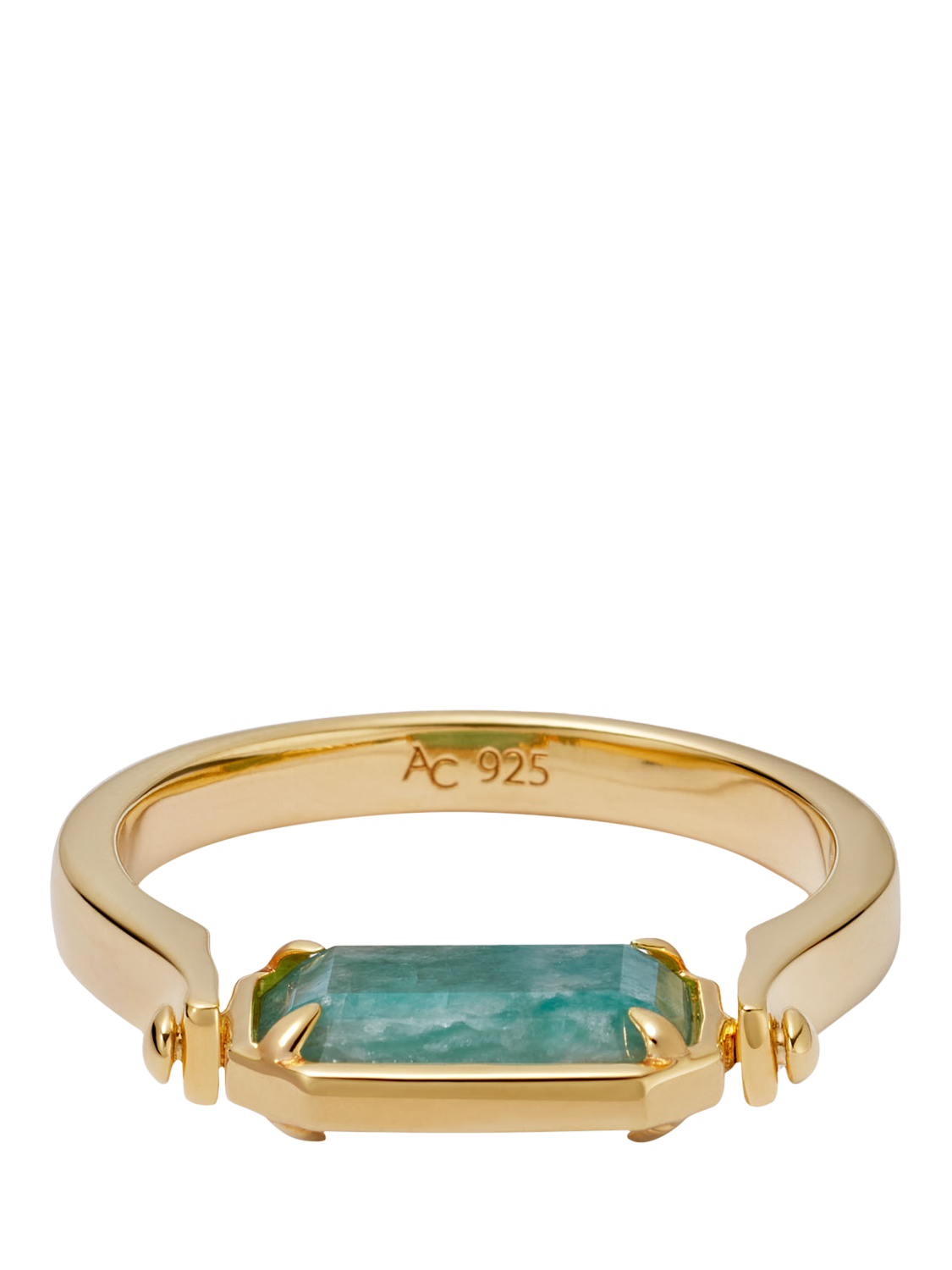Product image 3 of 4, which shows Astley Clarke art Deco Duo Stone Ring, Gold/Green, J