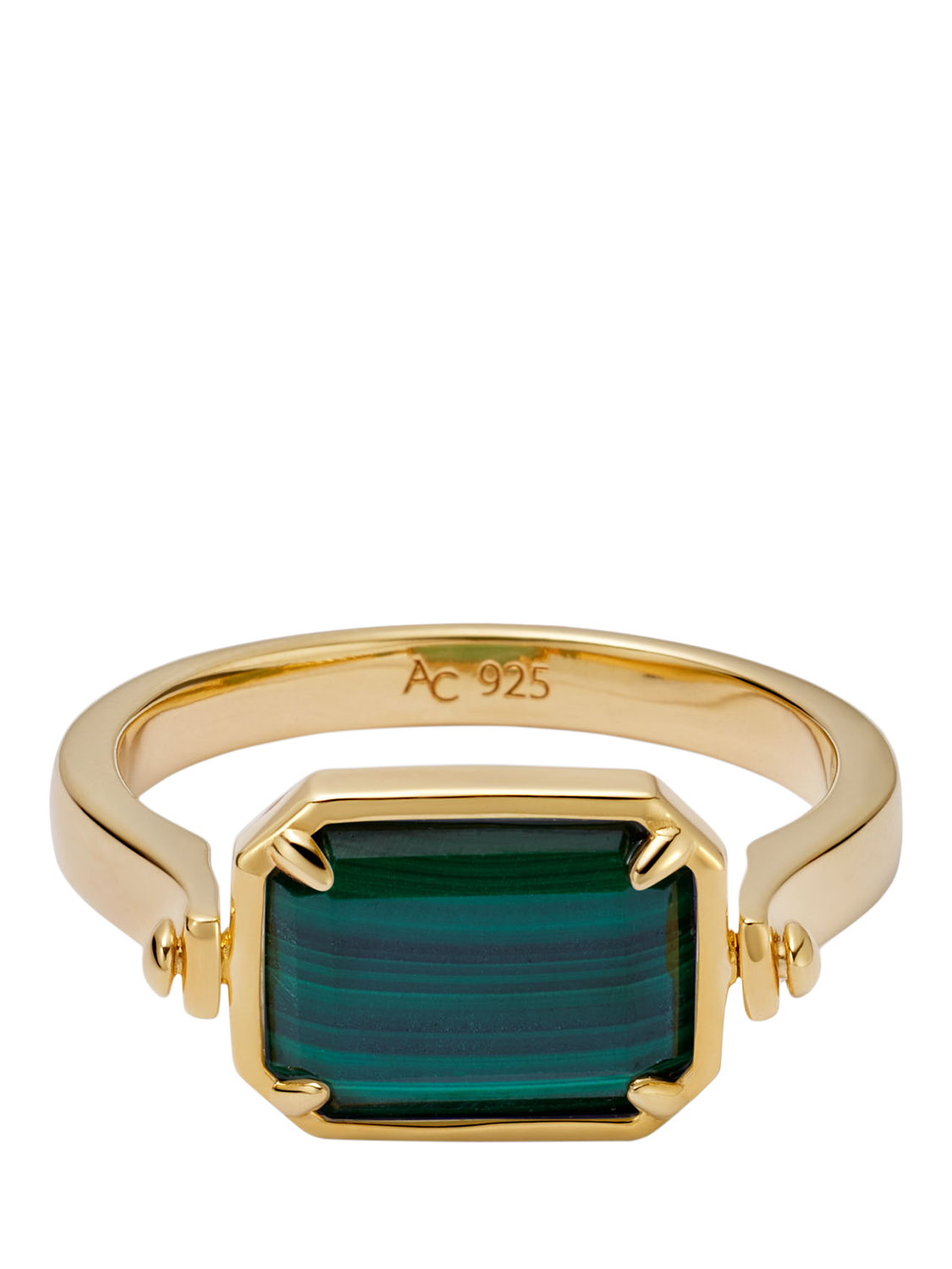 Product image 1 of 4, which shows Astley Clarke Lapis and Malachite Spinning Deco Ring, Gold/Multi