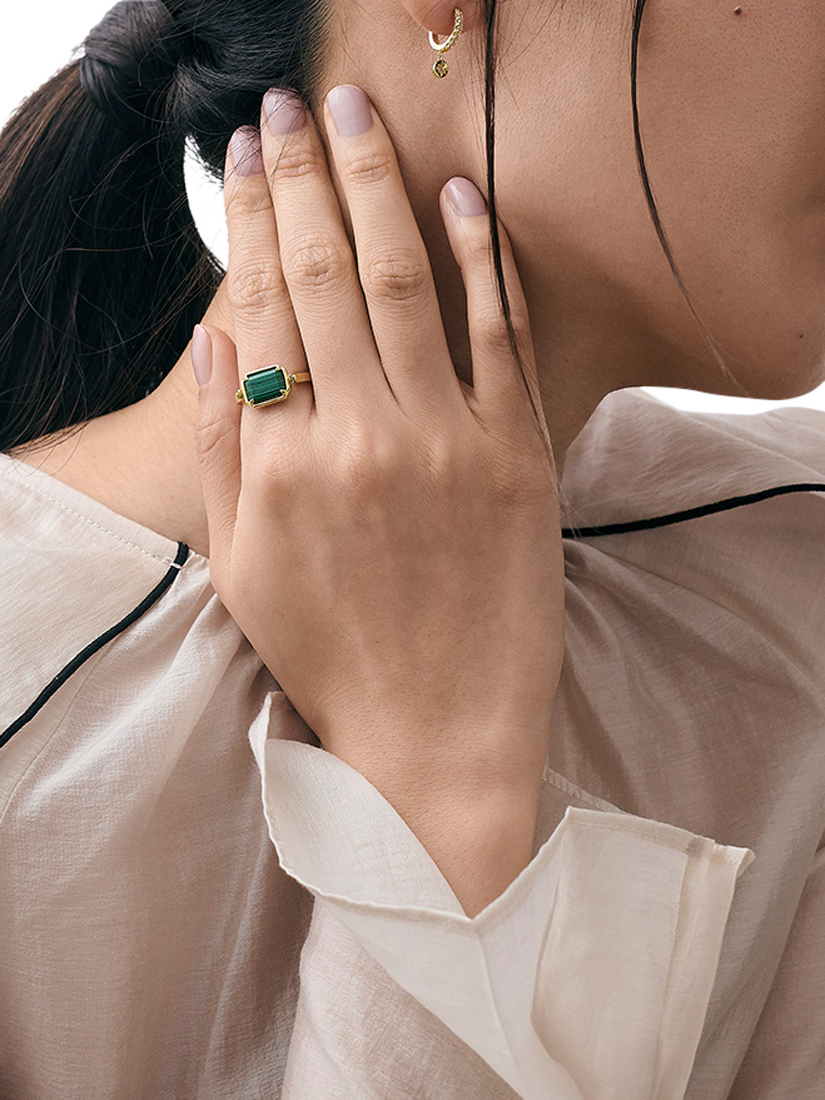 Product image 4 of 4, which shows Astley Clarke Lapis and Malachite Spinning Deco Ring, Gold/Multi