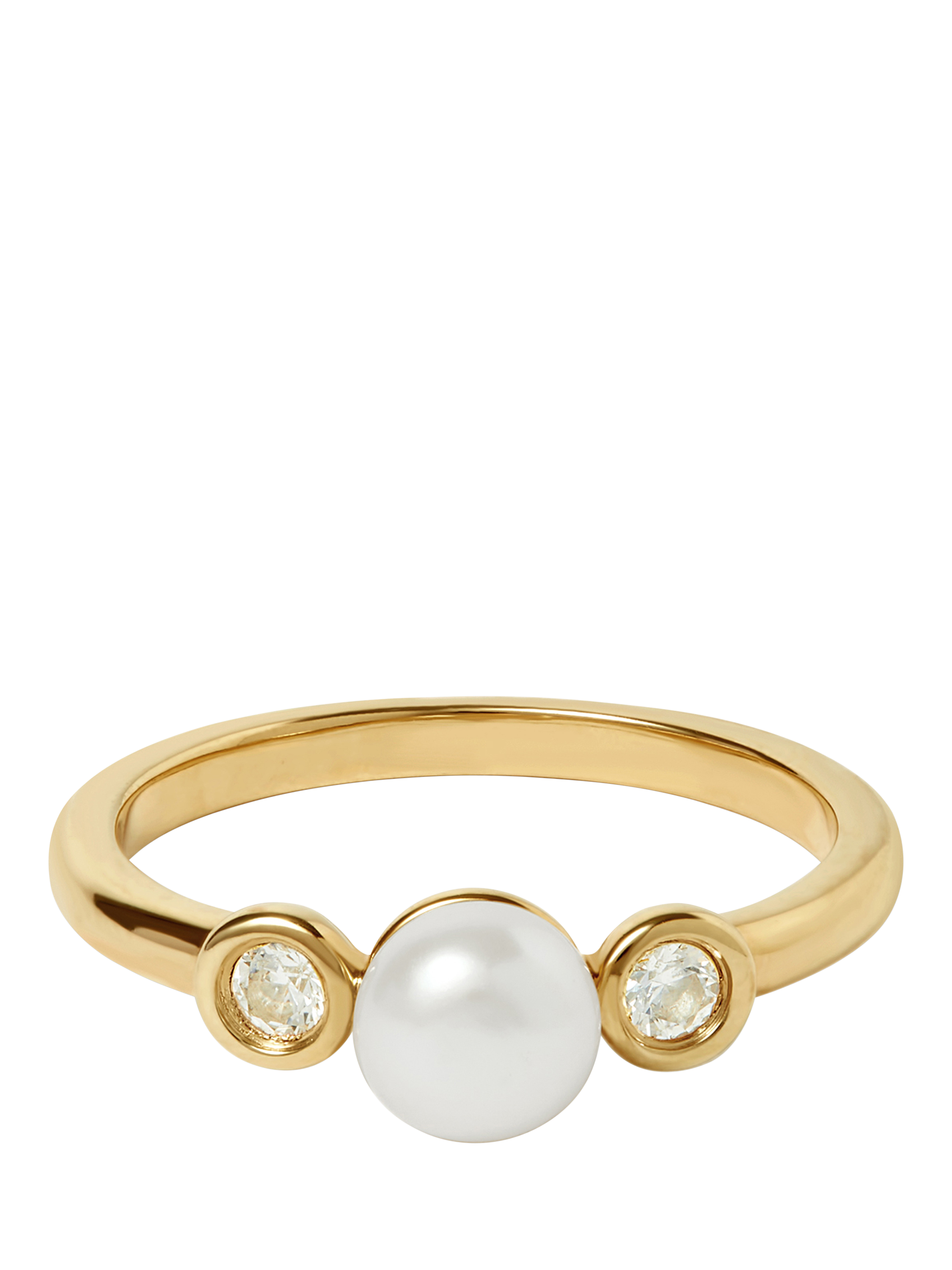 Product image 1 of 2, which shows Astley Clarke Pearl and Sapphire Ring, Gold/White, L