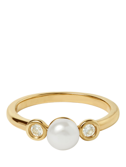 Astley Clarke Pearl and Sapphire Ring, Gold/White, Gold/White