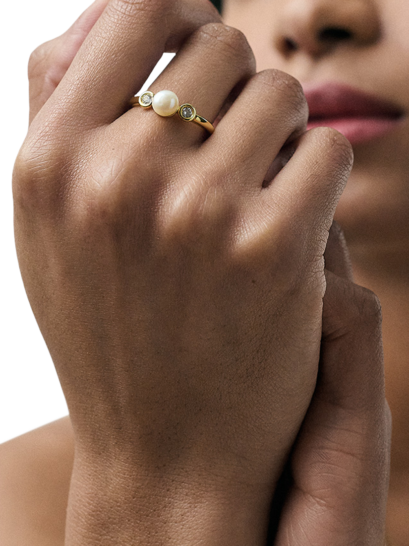 Product image 2 of 2, which shows Astley Clarke Pearl and Sapphire Ring, Gold/White, L