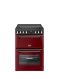 Stoves Richmond Deluxe 60cm Dual Fuel Range Cooker with Gas Hob, Garnet Red