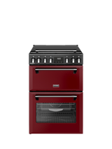 Stoves Richmond Deluxe 60cm Dual Fuel Range Cooker with Gas Hob, Garnet Red