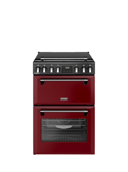 Stoves Richmond Deluxe 60cm Dual Fuel Range Cooker with Gas Hob, Garnet Red