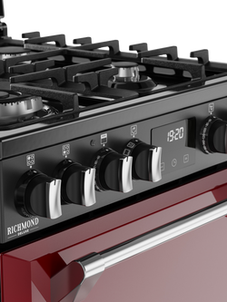 Stoves Richmond Deluxe 60cm Dual Fuel Range Cooker with Gas Hob - view 2, Garnet Red