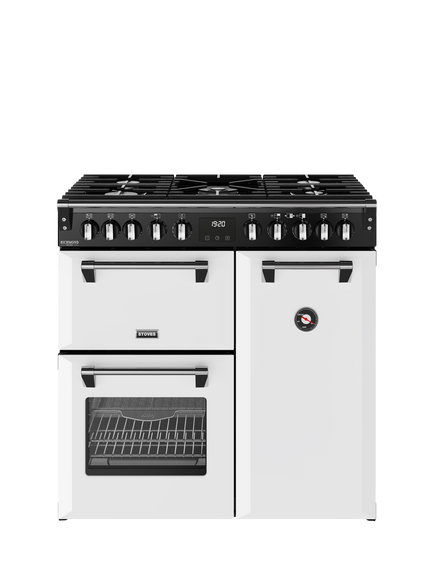 Stoves Richmond Deluxe 90cm Dual Fuel Range Cooker with Gas Hob, Ice White