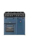 Stoves Richmond Deluxe 90cm Dual Fuel Range Cooker with Gas Hob, Twilight Blue