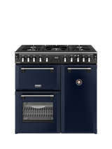 Stoves Richmond Deluxe 90cm Dual Fuel Range Cooker with Gas Hob, Midnight Blue