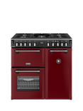 Stoves Richmond Deluxe 90cm Dual Fuel Range Cooker with Gas Hob, Garnet Red