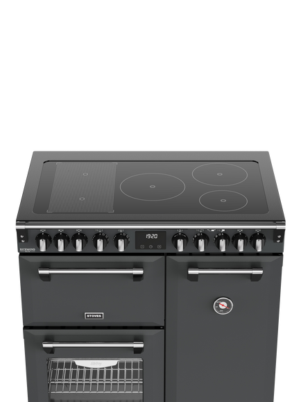 Stoves Richmond Deluxe 90cm Electric Range Cooker with Induction Hob - view 2, Anthracite Grey