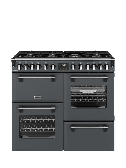 Stoves Richmond Deluxe 100cm Dual Fuel Range Cooker with Gas Hob, Anthracite Grey