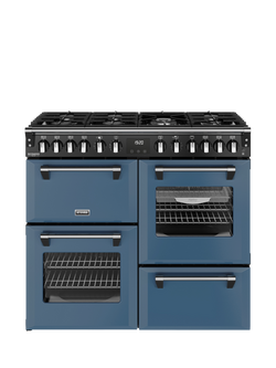 Stoves Richmond Deluxe 100cm Dual Fuel Range Cooker with Gas Hob, Twilight Blue