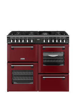 Stoves Richmond Deluxe 100cm Dual Fuel Range Cooker with Gas Hob, Garnet Red