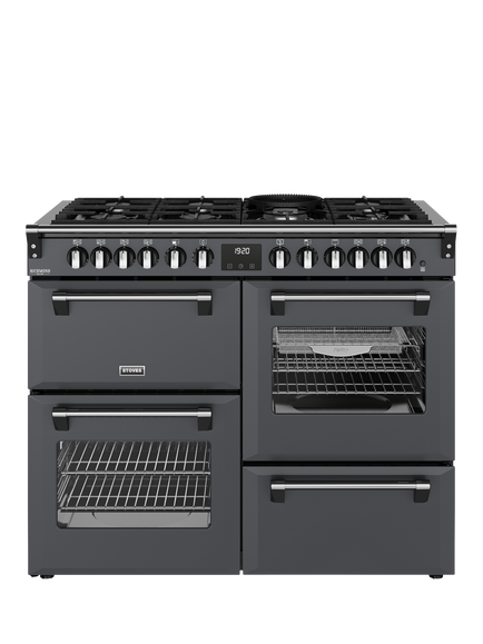 Stoves Richmond Deluxe 110cm Dual Fuel Range Cooker with Gas Hob, Anthracite Grey
