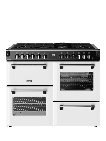 Stoves Richmond Deluxe 110cm Dual Fuel Range Cooker with Gas Hob, Ice White