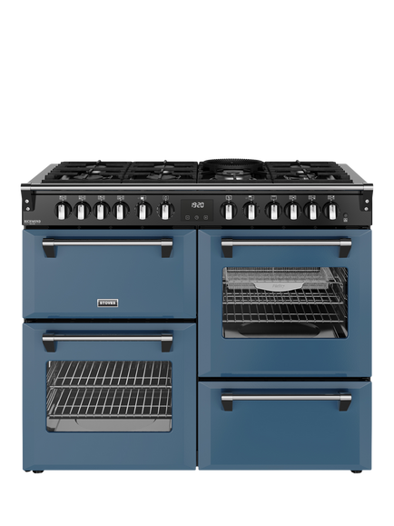 Stoves Richmond Deluxe 110cm Dual Fuel Range Cooker with Gas Hob, Twilight Blue
