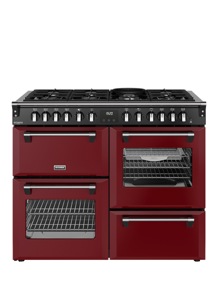 Stoves Richmond Deluxe 110cm Dual Fuel Range Cooker with Gas Hob, Garnet Red