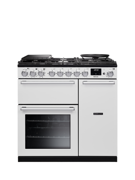 Rangemaster Nexus 90cm Dual Fuel Range Cooker with Gas Hob, White