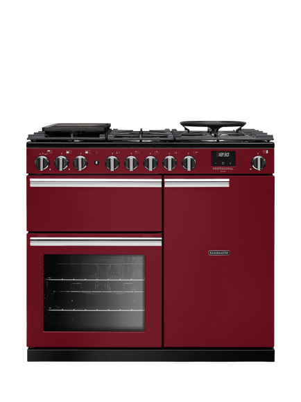 Rangemaster Professional Deluxe PRDL100DFPBOR/CM1 100cm Dual Fuel Range Cooker with Gas Hob, Bordeaux, Bordeaux