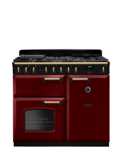 Rangemaster Classic Deluxe CLDL100DFP 100cm Dual Fuel Range Cooker with Gas Hob, Bordeaux/Antique Brass