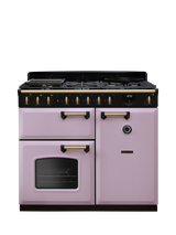 Rangemaster Classic Deluxe CLDL100DFP 100cm Dual Fuel Range Cooker with Gas Hob, Heather/Antique Brass