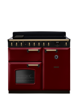 Rangemaster Classic Deluxe CLDL100EIP 100cm Electric Range Cooker with Induction Hob, Bordeaux/Antique Brass