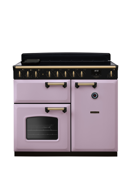 Rangemaster Classic Deluxe CLDL100EIP 100cm Electric Range Cooker with Induction Hob, Heather/Antique Brass