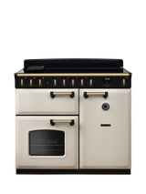 Rangemaster Classic Deluxe CLDL100EIP 100cm Electric Range Cooker with Induction Hob, Pale Cream/Antique Brass