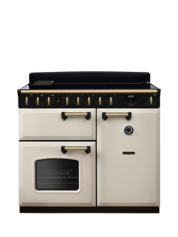 Rangemaster Classic Deluxe CLDL100EIP 100cm Electric Range Cooker with Induction Hob, Pale Cream/Antique Brass