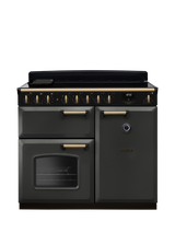 Rangemaster Classic Deluxe CLDL100EIP 100cm Electric Range Cooker with Induction Hob, Slate/Antique Brass