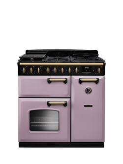 Rangemaster Classic Deluxe CLDL90DFP 90cm Dual Fuel Range Cooker with Gas Hob, Heather/Antique Brass