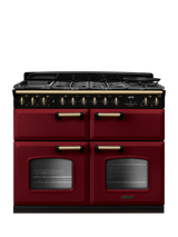 Rangemaster Classic Deluxe CLDLB110DFPBOR/AB1 110cm Dual Fuel Range Cooker with Gas Hob, Bordeaux