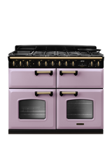 Rangemaster Classic Deluxe CLDLB110DFPBOR/AB1 110cm Dual Fuel Range Cooker with Gas Hob, Bordeaux, Heather/Antique Brass