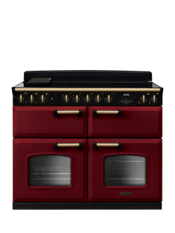 Rangemaster Classic Deluxe CLDLB110EIPBOR/AB1 110cm Electric Range Cooker with Induction Hob, Bordeaux/Antique Brass