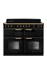 Rangemaster Classic Deluxe CLDLB110EIPBOR/AB1 110cm Electric Range Cooker with Induction Hob, Charcoal Black/Antique Brass