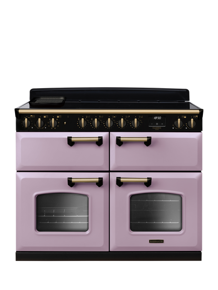 Rangemaster Classic Deluxe CLDLB110EIPBOR/AB1 110cm Electric Range Cooker with Induction Hob, Heather/Antique Brass
