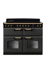 Rangemaster Classic Deluxe CLDLB110EIPBOR/AB1 110cm Electric Range Cooker with Induction Hob, Slate/Antique Brass