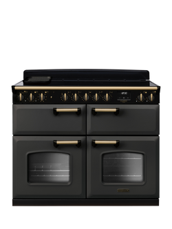 Rangemaster Classic Deluxe CLDLB110EIPBOR/AB1 110cm Electric Range Cooker with Induction Hob, Slate/Antique Brass