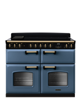 Rangemaster Classic Deluxe CLDLB110EIPBOR/AB1 110cm Electric Range Cooker with Induction Hob, Stone Blue/Antique Brass