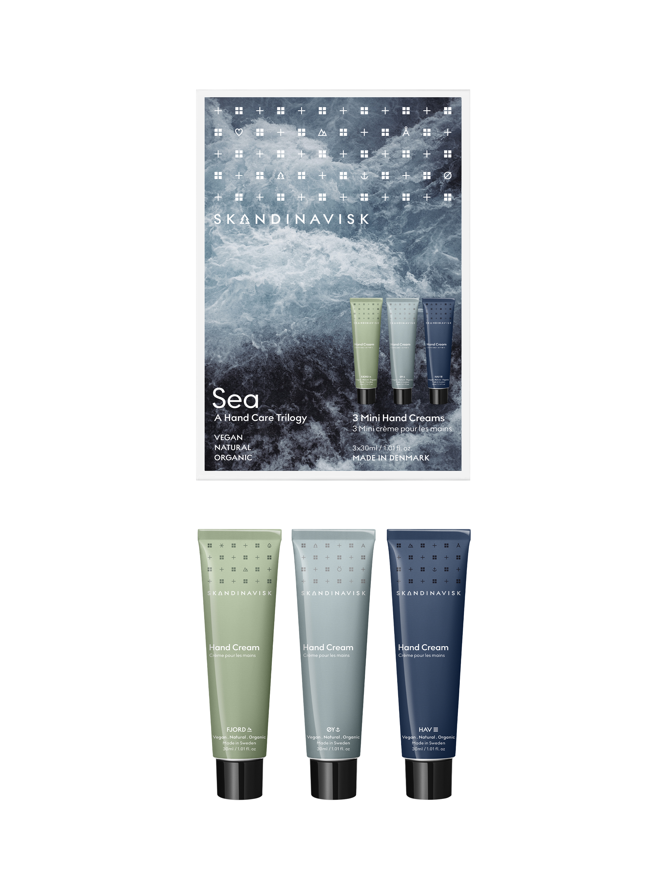 Product image 1 of 6, which shows SKANDINAVISK Sea Mini Hand Creams, Set of 3
