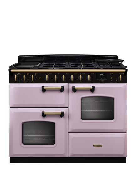 Rangemaster Classic Deluxe CLDLO110DFP 110cm Dual Fuel Range Cooker with Gas Hob, Heather/Antique Brass