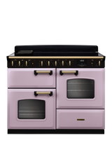 Rangemaster Classic Deluxe CLDLO110EIPBOR/AB1 110cm Electric Range Cooker with Induction Hob, Bordeaux, Heather/Antique Brass