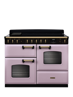 Rangemaster Classic Deluxe CLDLO110EIPBOR/AB1 110cm Electric Range Cooker with Induction Hob, Bordeaux, Heather/Antique Brass
