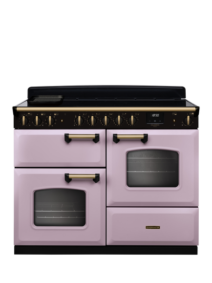 Rangemaster Classic Deluxe CLDLO110EIPBOR/AB1 110cm Electric Range Cooker with Induction Hob, Bordeaux, Heather/Antique Brass
