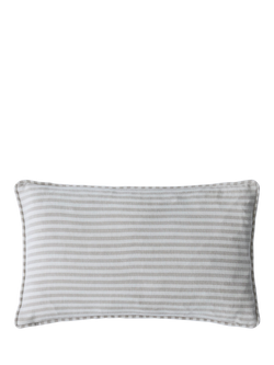 Laura Ashley Cornish Chenille Stripe Cushion, Natural/Slate Blue - view 2, Natural