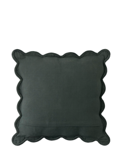 Laura Ashley Brady Scalloped Cushion - view 2, Pine Green