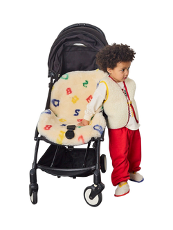 BINIBAMBA Bobo Choses Letterland Sheepskin Pram/Basket Liner, Milk - view 2, Milk