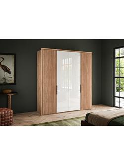 John Lewis Aspen 2m Hinged Wardrobe with 2 Glass Doors & 2 Wooden Doors - view 2, White Oak